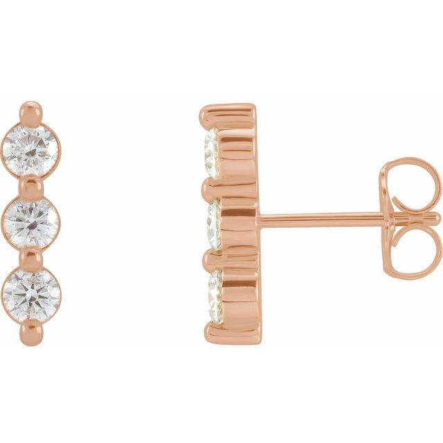 14K 1/2 CTW Natural Diamond Bar Earrings