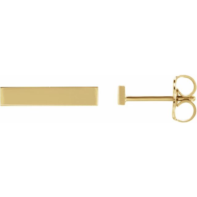 14K Engravable Bar Earrings