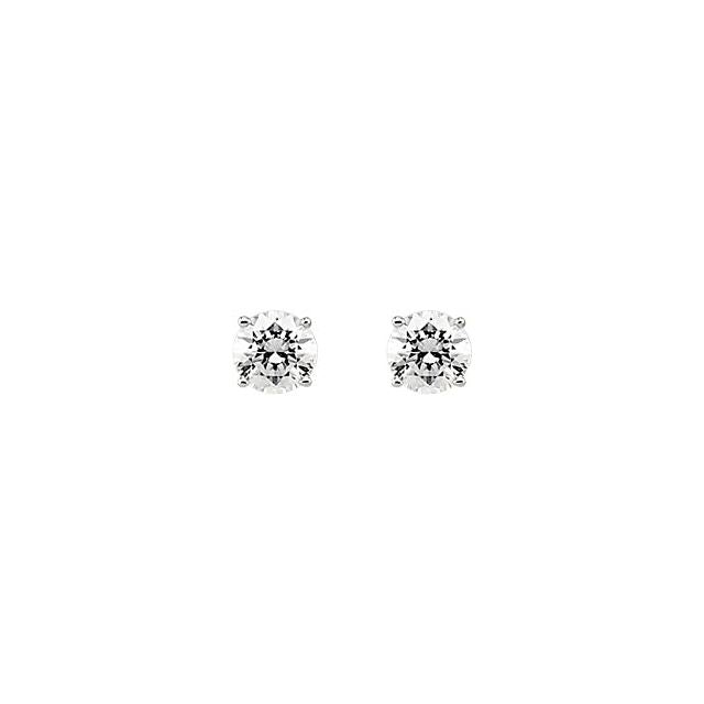 14K Round Imitation Cubic Zirconia Stud Earrings