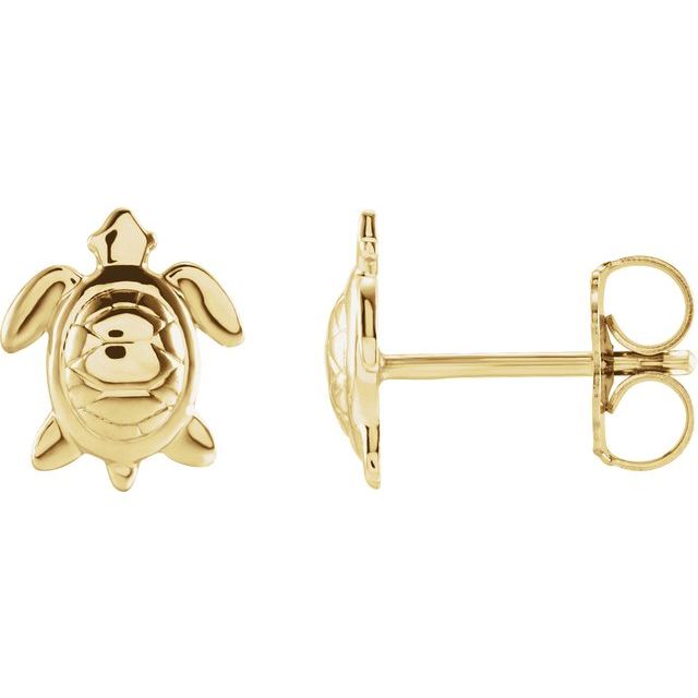 14K Sea Turtle Earrings