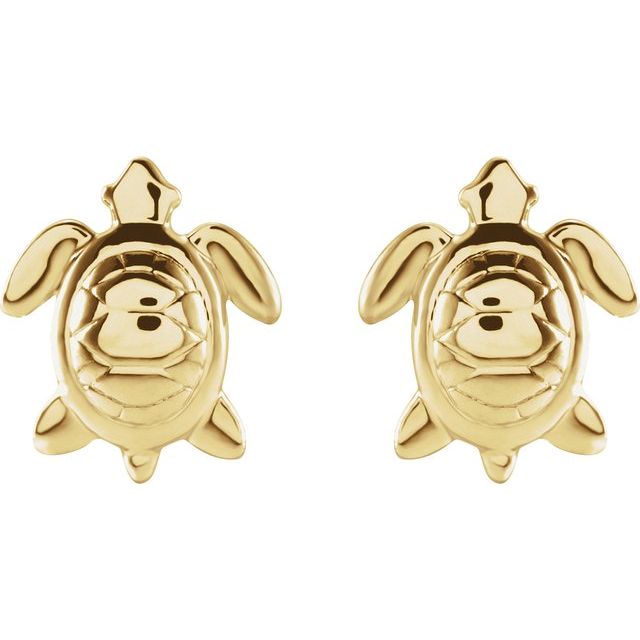 14K Sea Turtle Earrings