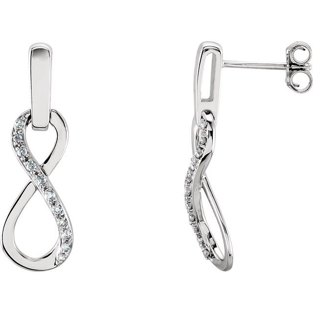 14K 1/10 CTW Natural Diamond Infinity-Inspired Earrings