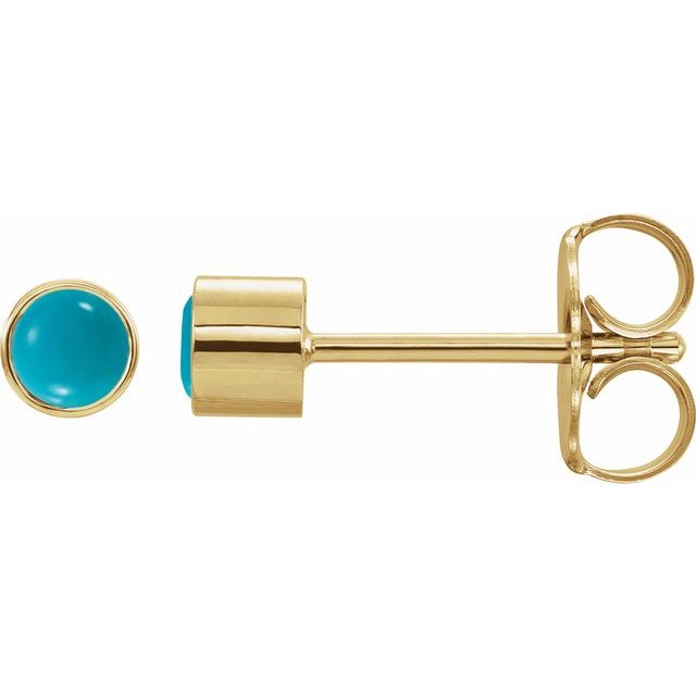 14K Natural Turquoise Bezel-Set Earring