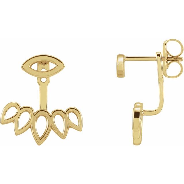 14K Geometric Stud Earrings & Ear Jackets