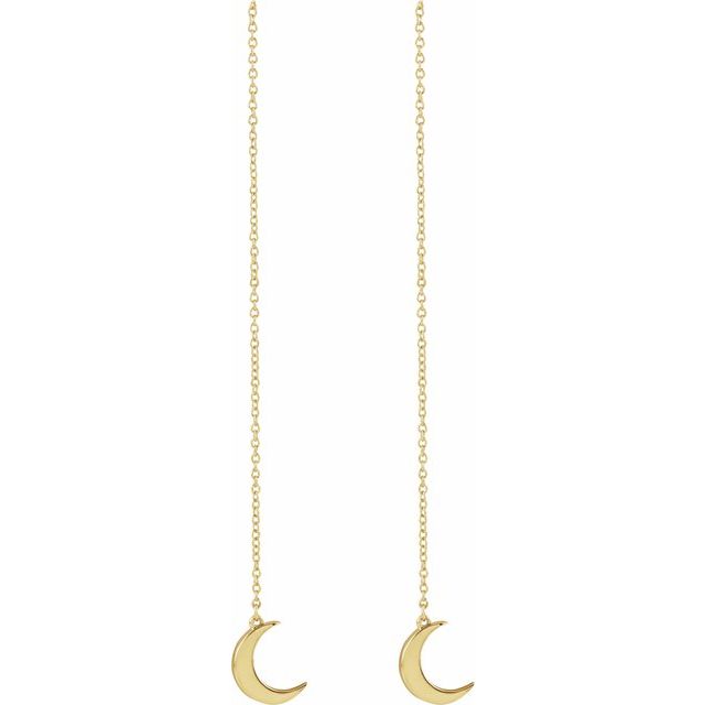 14K Crescent Moon Chain Earrings