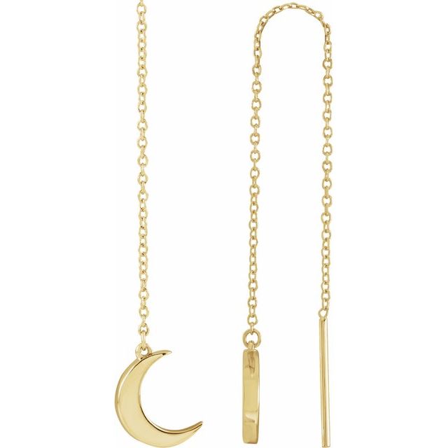 14K Crescent Moon Chain Earrings