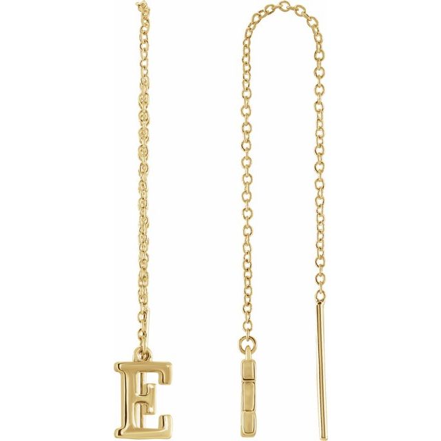 14K Single Initial E Chain Earring