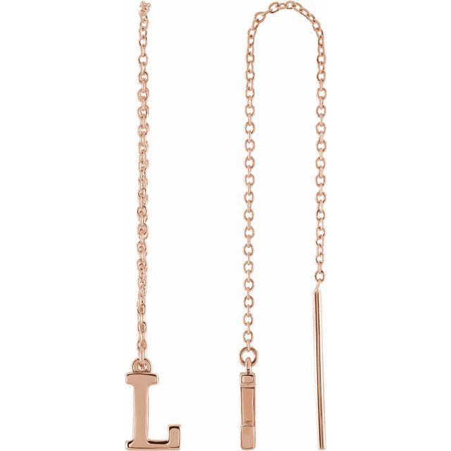 14K Single Initial L Chain Earring