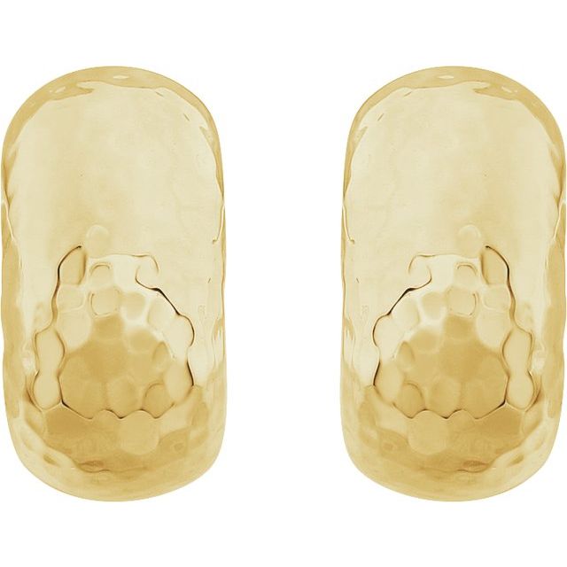 14K Hammered Hollow J-Hoop Earrings