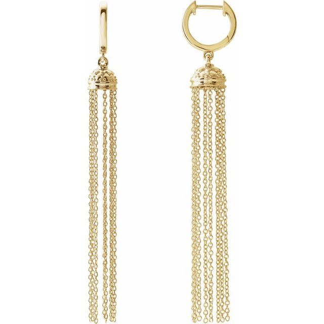 14K Hinged Hoop Chain Earrings