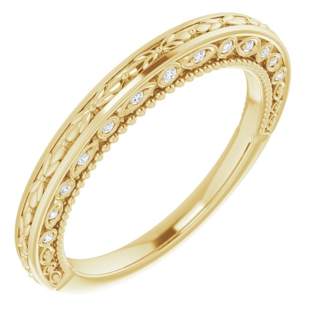 14K Yellow .08 CTW Natural Diamond Vintage-Inspired Band