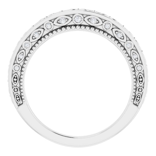 14K White .08 CTW Natural Diamond Vintage-Inspired Band