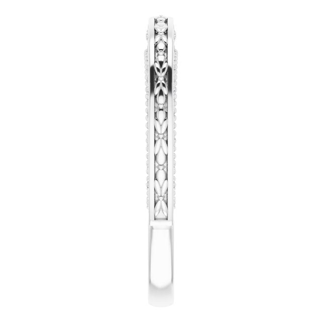 14K White .08 CTW Natural Diamond Vintage-Inspired Band