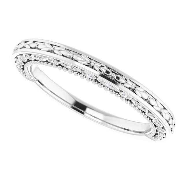 14K White .08 CTW Natural Diamond Vintage-Inspired Band