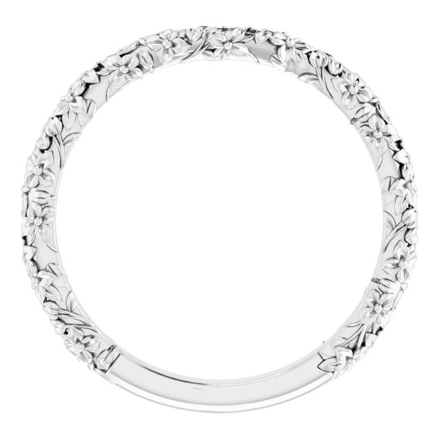 14K White Floral Matching Band