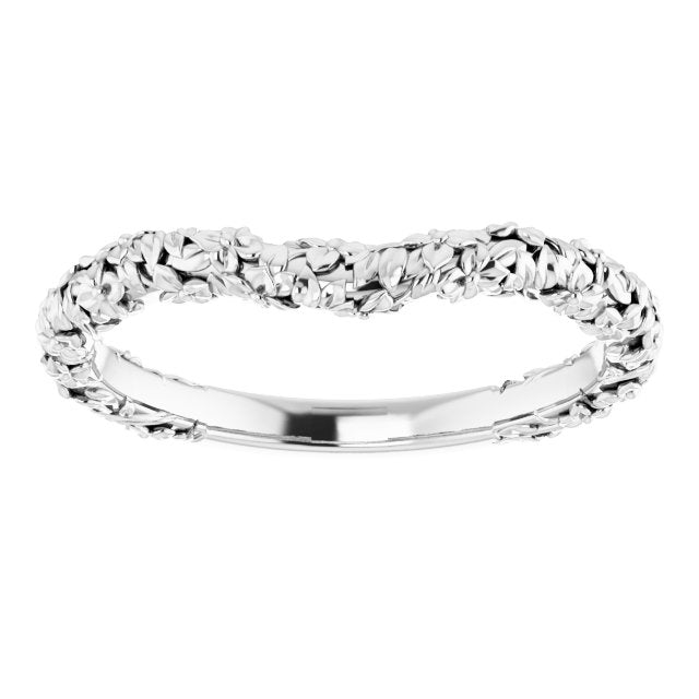 14K White Floral Matching Band