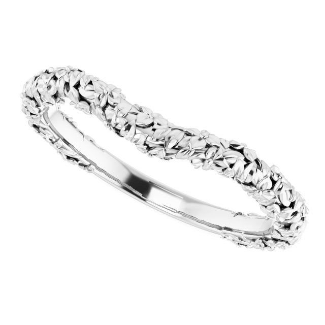 14K White Floral Matching Band