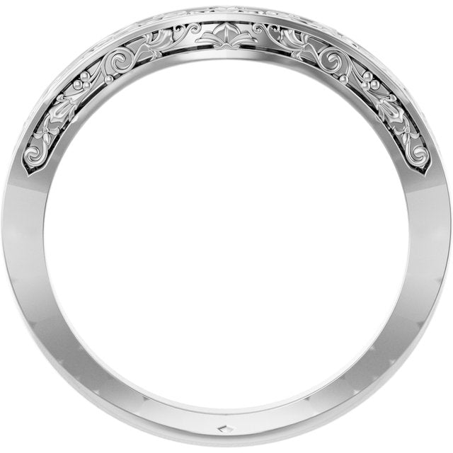 14K White Floral-Inspired Matching Band