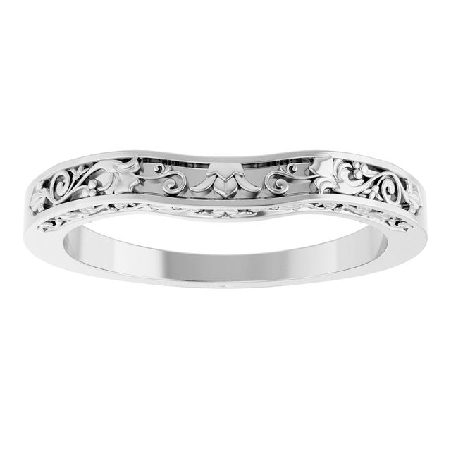 14K White Floral-Inspired Matching Band