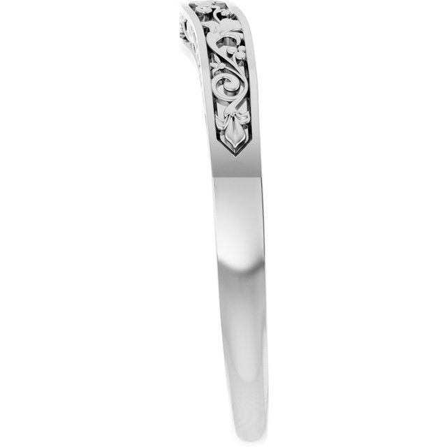 14K White Floral-Inspired Matching Band