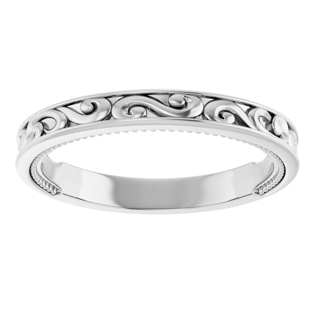 14K White Vintage-Inspired Matching Band