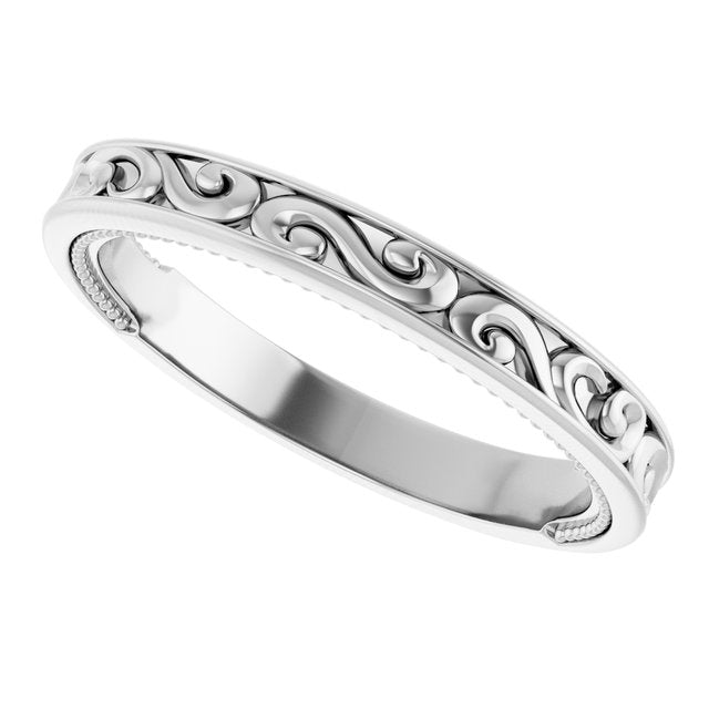 14K White Vintage-Inspired Matching Band