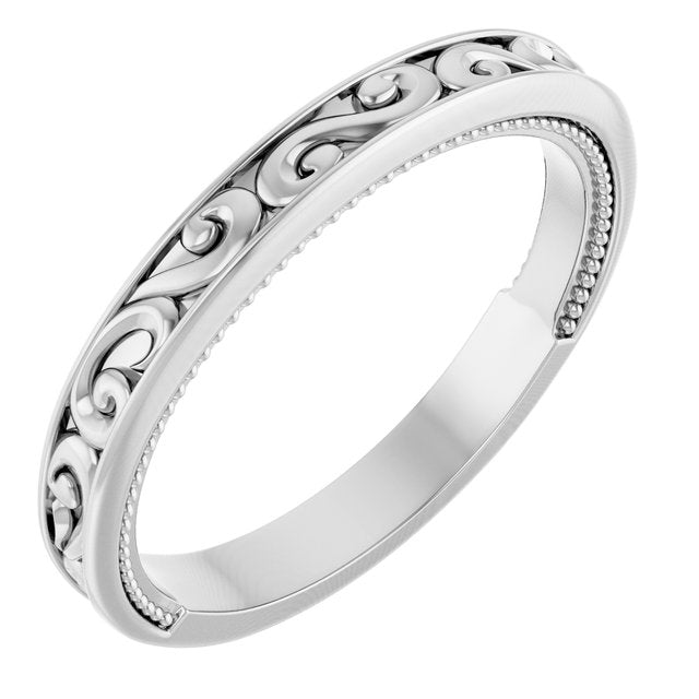 14K White Vintage-Inspired Matching Band