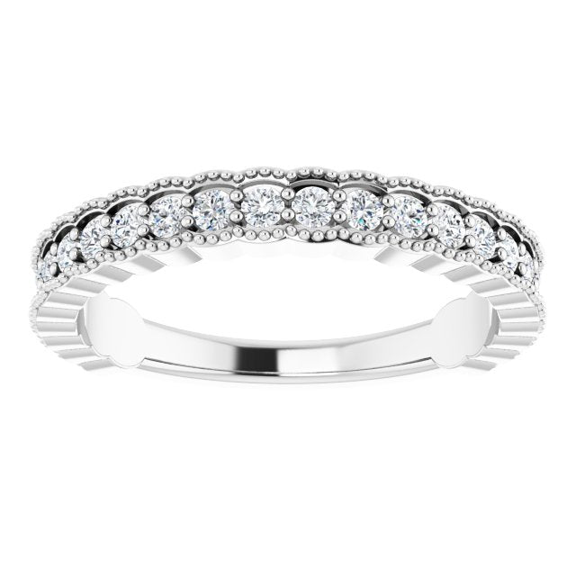 14K White 1/2 CTW Diamond Milgrain Matching Band