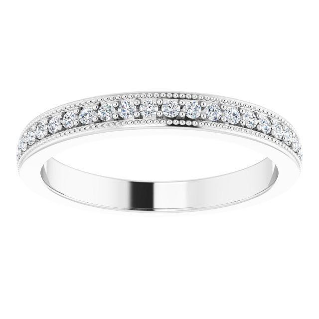 14K White 1/4 CTW Diamond Milgrain Matching Band