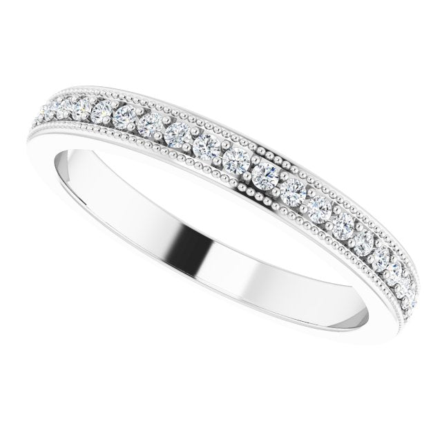 14K White 1/4 CTW Diamond Milgrain Matching Band