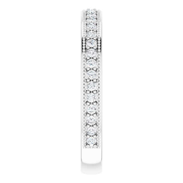 14K White 1/4 CTW Diamond Milgrain Matching Band