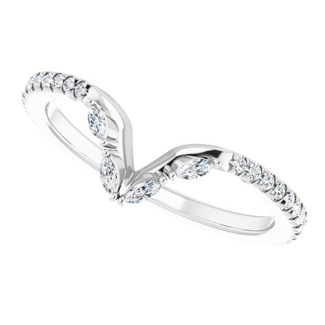 14K White 1/4 CTW Natural Diamond French-Set Matching Band