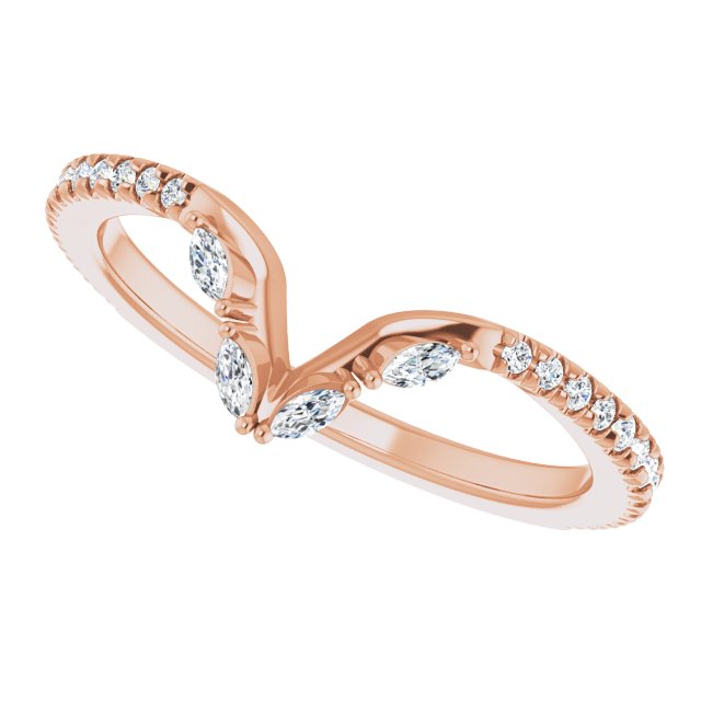14K Rose 1/4 CTW Natural Diamond French-Set Matching Band