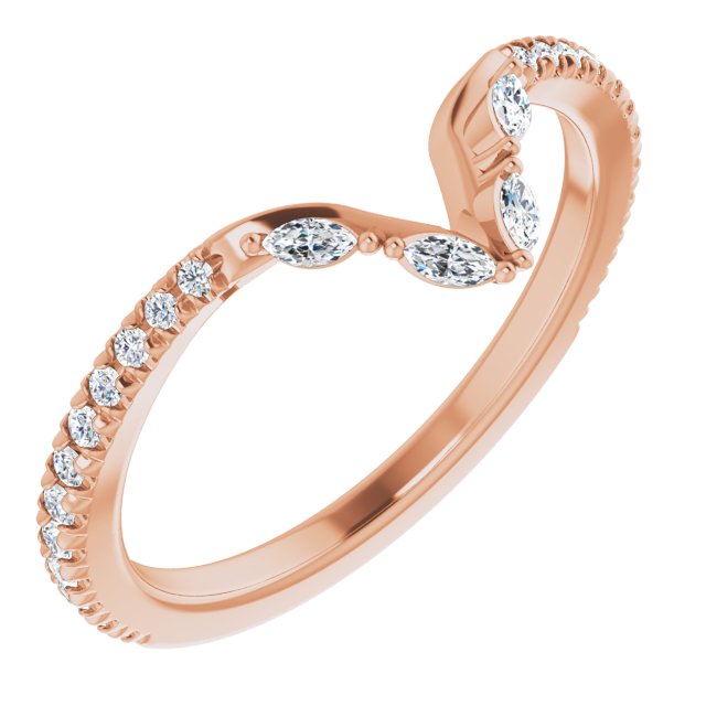 14K Rose 1/4 CTW Natural Diamond French-Set Matching Band