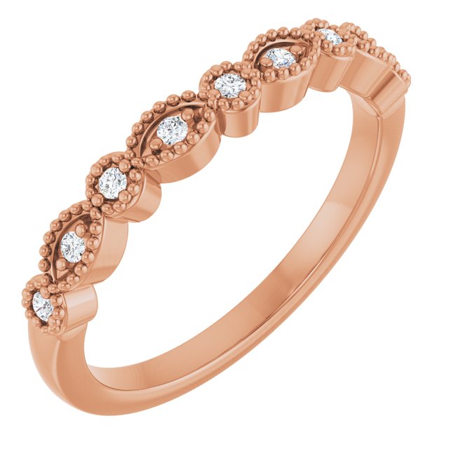 14K Rose .08 CTW Natural Diamond Matching Band
