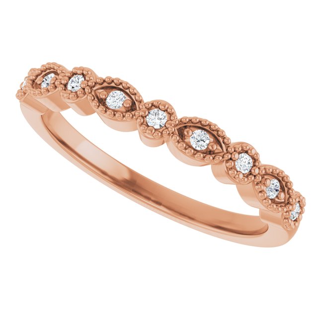 14K Rose .08 CTW Natural Diamond Matching Band