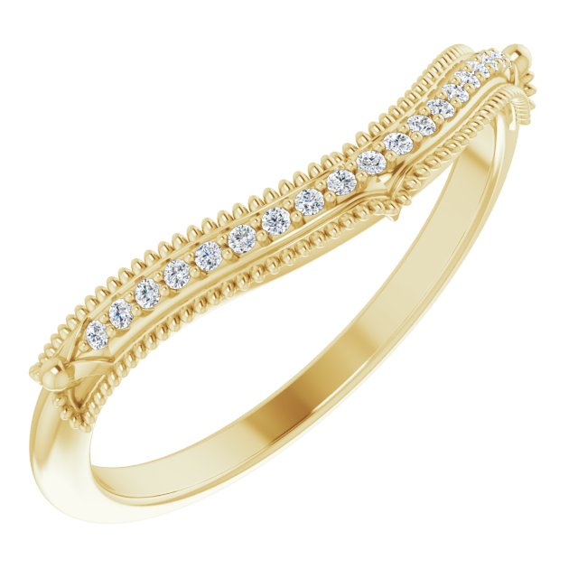 14K Yellow .05 CTW Natural Diamond Vintage-Inspired  Matching Band