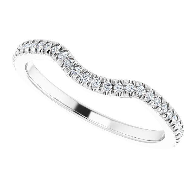 14K White 1/8 CTW Natural Diamond French-Set Matching Band