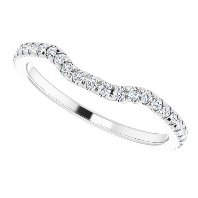 14K White 1/3 CTW Natural Diamond French-Set Matching Band