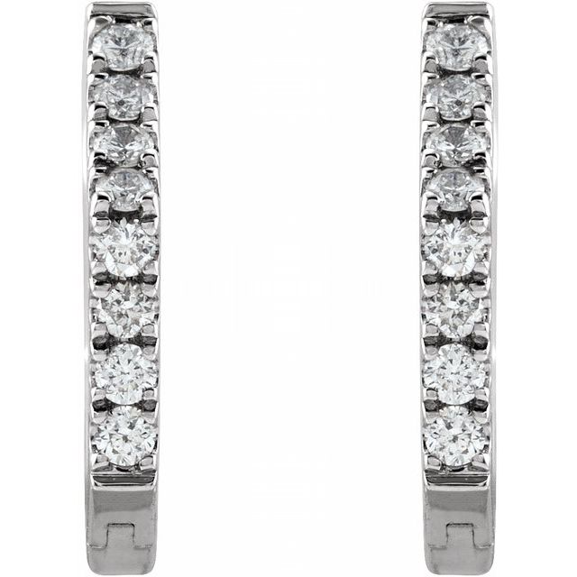 14K 1/8 CTW Natural Diamond Geometric Hinged Huggie Earrings