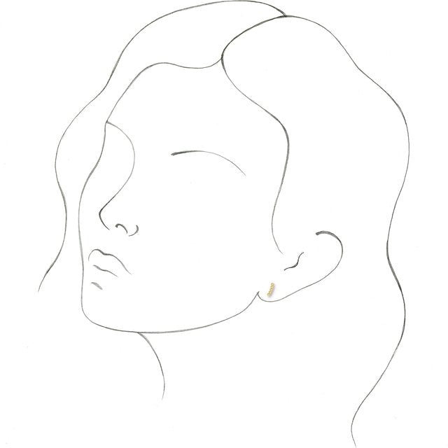 14K Curved Beaded Earrings