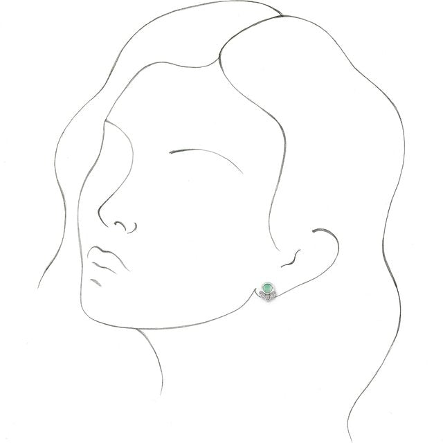 14K Natural Green Chrysoprase & 1/8 CTW Natural Diamond Earrings