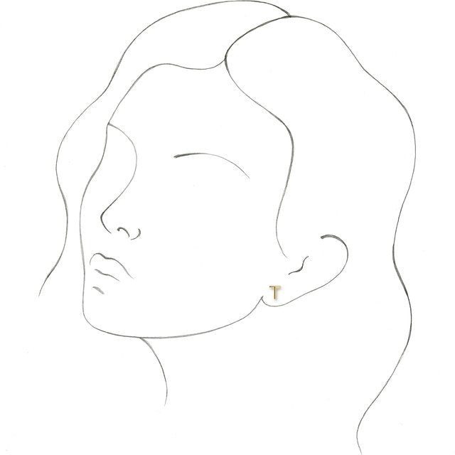 14K Single Initial T Earring