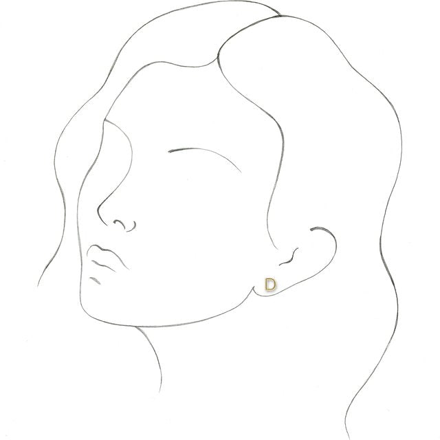 14K Single Initial D Earring