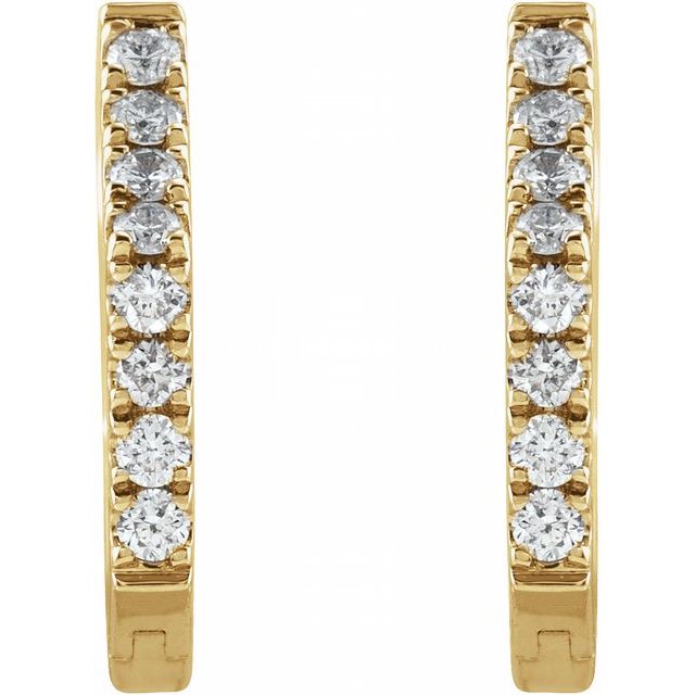 14K 1/8 CTW Natural Diamond Geometric Hinged Huggie Earrings