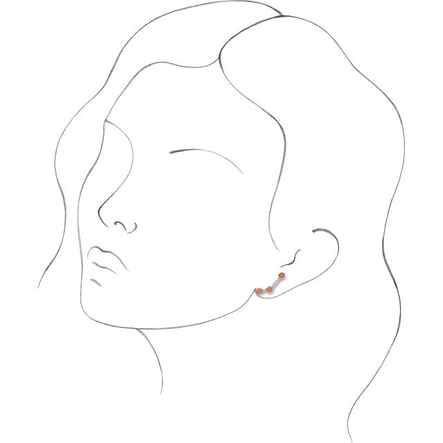 14K Natural Pink Coral & .01 CTW Natural Diamond Ear Climbers
