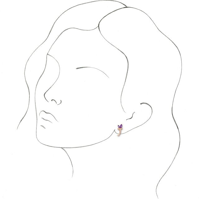 14K Lab-Grown Alexandrite Floral J-Hoop Earrings