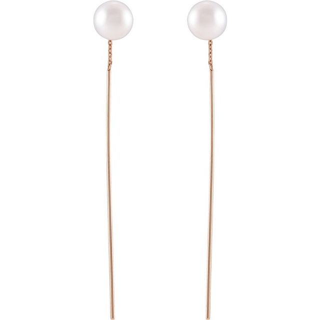 14K Cultured Freshwater Pearl Threader Earrings