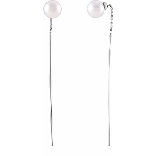 14K Cultured Freshwater Pearl Threader Earrings