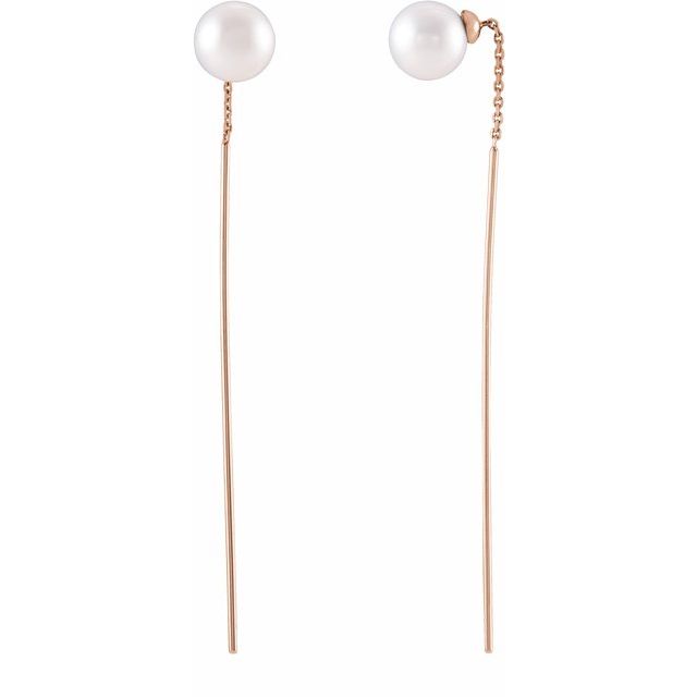 14K Cultured Freshwater Pearl Threader Earrings